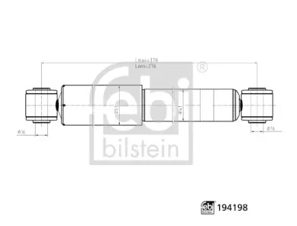 Задній амортизатор (стойка) Febі Bilstein 194198