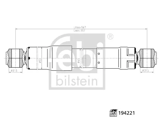 Задній амортизатор (стойка) Febі Bilstein 194221 (фото 1)