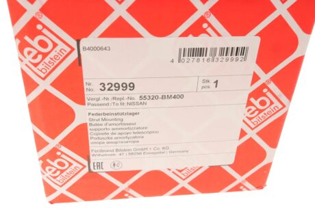 FEBI NISSAN Опора аморт.задн.Almera,Primera 02- febі Bilstein 32999