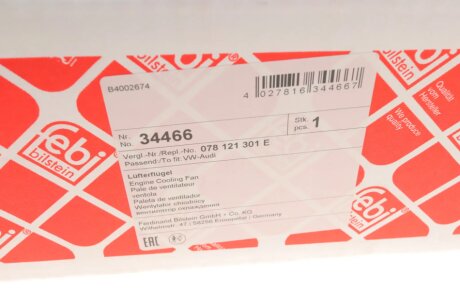 Вентилятор Крильчатка febі Bilstein 34466