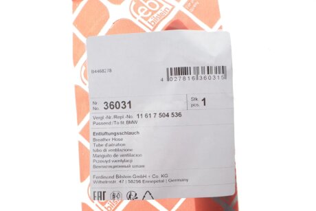 Трубка вентиляції картера febі Bilstein 36031