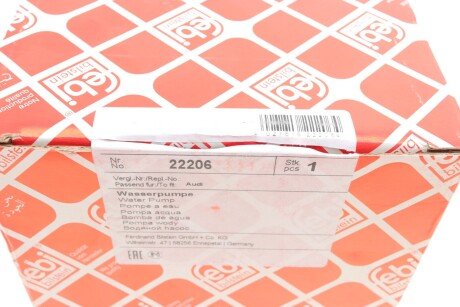 20 зуб. Водяна помпа VAG 2.5I, 2.5TDI 94- febі Bilstein 22206