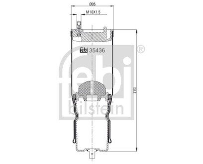 Баллон пневматической рессоры, крепление кабины febі Bilstein 35436