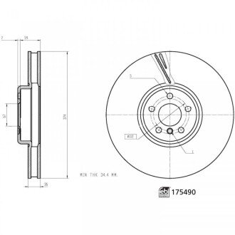 Диск гальмівний (передній правий) BMW 5 (G30/G31)/7 (G11/12)/ X5 (G05) 16- febі Bilstein 175490