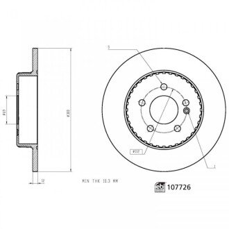 Задний тормозной диск febі Bilstein 107726 на Мерседес C-Class S205/A205/C205