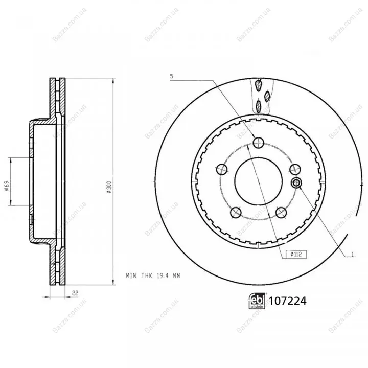 FEBI DB диск гальмівний задній W205/W213 Febі Bilstein 107224 (фото 1)