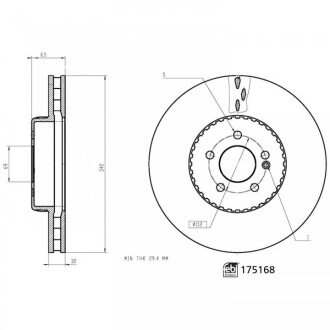 FEBI диск гальм. передн. DB CLS 17- febі Bilstein 175168 на Мерседес GLC-Class X253