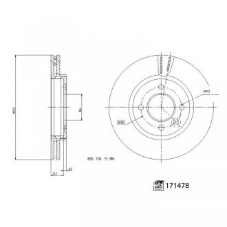 FEBI MG Гальмівний диск передн. 3 CROSS febі Bilstein 171478