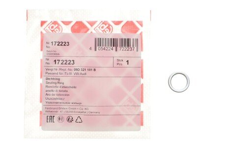 Кільце ущільнююче пробки зливу мастила febі Bilstein 172223