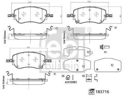 Передние тормозные колодки febі Bilstein 183716