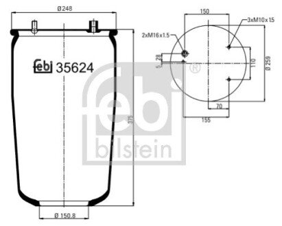 Кожух пневматической рессоры febі Bilstein 35624