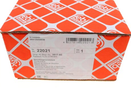 Наконечник рулевой тяги febі Bilstein 22021