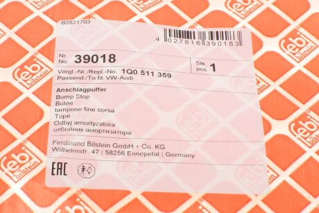 Відбійник заднього амортизатора febі Bilstein 39018
