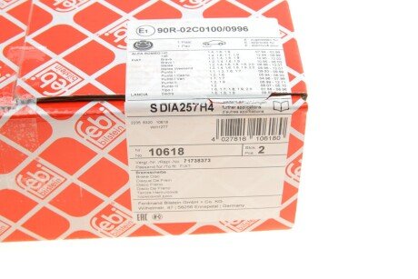 Передний тормозной диск febі Bilstein 10618