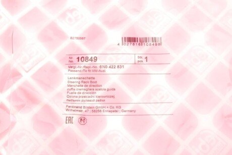 Пыльник рулевой рейки (тяги) febі Bilstein 10849