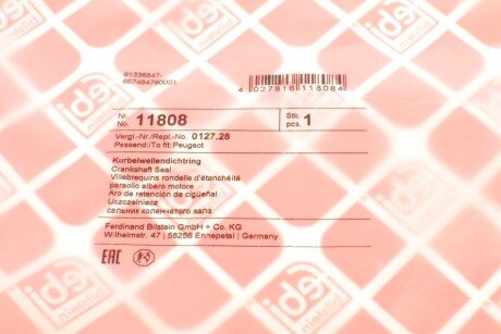 Сальник коленвала передний febі Bilstein 11808