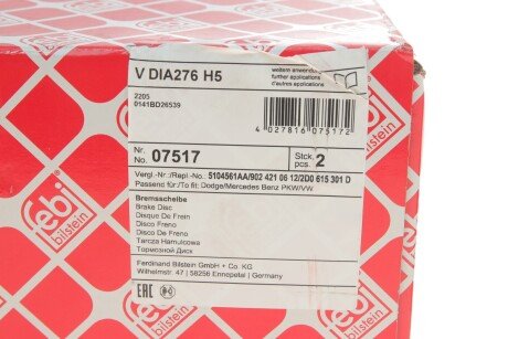 Тормозной диск febі Bilstein 07517