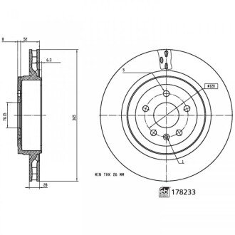 Тормозной диск febі Bilstein 178233 на Фиат Marea