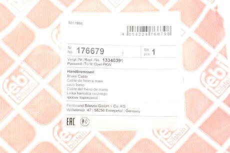 Трос ручних гальм febі Bilstein 176679