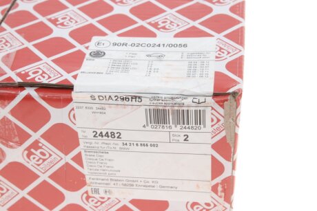 Задний тормозной диск febі Bilstein 24482