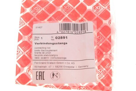 Задняя стойка стабилизатора febі Bilstein 02891