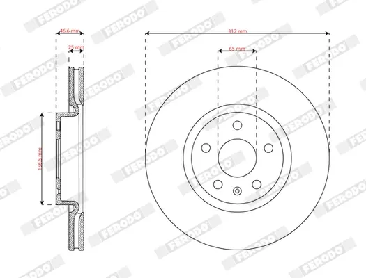 Вентилируемый тормозной диск ferodo DDF2702C