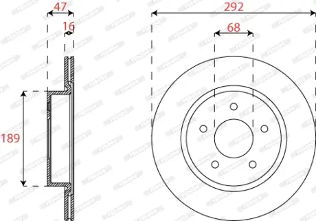 Вентилируемый тормозной диск ferodo DDF2786C Ниссан Х (икс) трейл т32
