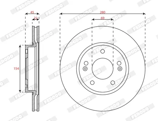 Вентилируемый тормозной диск ferodo DDF3056C