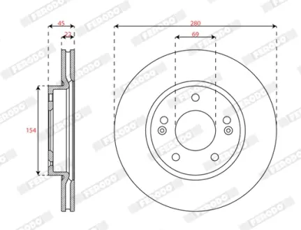 Вентилируемый тормозной диск ferodo DDF3056C
