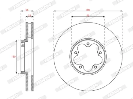 Вентилируемый тормозной диск ferodo DDF3057C Форд Кастом