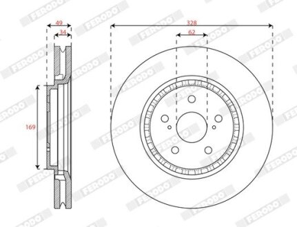 Вентилируемый тормозной диск ferodo DDF3063C