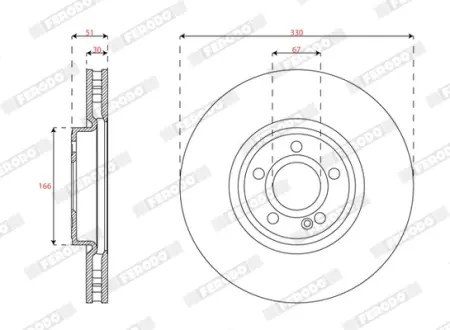 Вентилируемый тормозной диск ferodo DDF3109C1