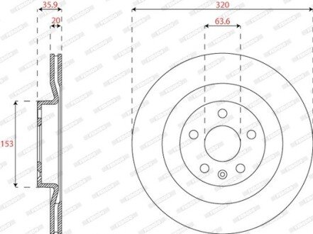 Вентильований гальмівний диск ferodo DDF2732C