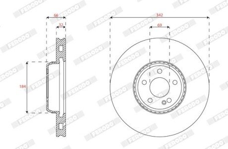 Вентильований гальмівний диск ferodo DDF2839C1