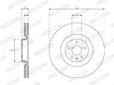 Вентильований гальмівний диск ferodo DDF2853C