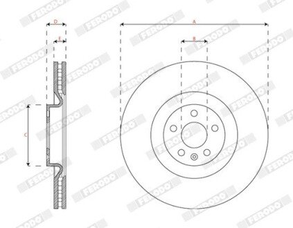 Вентильований гальмівний диск ferodo DDF2853C