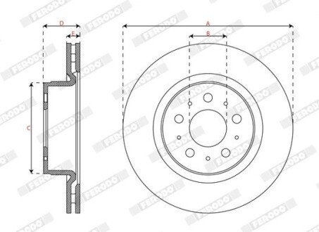 Вентилируемый тормозной диск ferodo DDF3015C