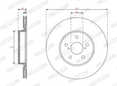 Вентильований гальмівний диск ferodo DDF3100C