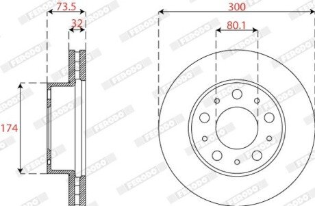Вентильований гальмівний диск ferodo DDF27951