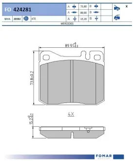 Тормозные колодки FOMAR ROULUNDS FO424281 Мерседес W123