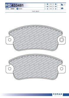 Тормозні (гальмівні) колодки fomar roulunds FO433481 на Фиат Пунто 1