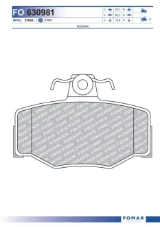 Тормозные колодки FOMAR ROULUNDS FO630981 Ниссан Almera н16