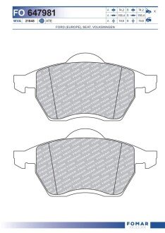 Тормозні (гальмівні) колодки fomar roulunds FO 647981 на Сеат Альхамбра