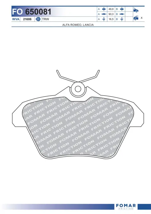 Тормозные колодки FOMAR ROULUNDS FO650081