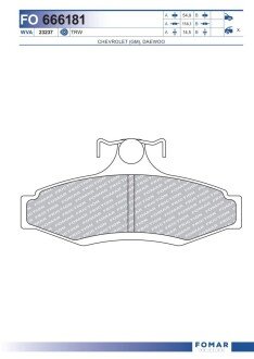 Тормозні (гальмівні) колодки fomar roulunds FO666181 на Chevrolet Nubira