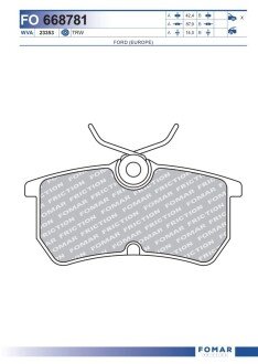 Тормозные колодки fomar roulunds FO668781 на Форд Фокус 1