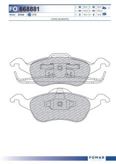 Тормозні (гальмівні) колодки fomar roulunds FO668881 на Форд Фокус 1