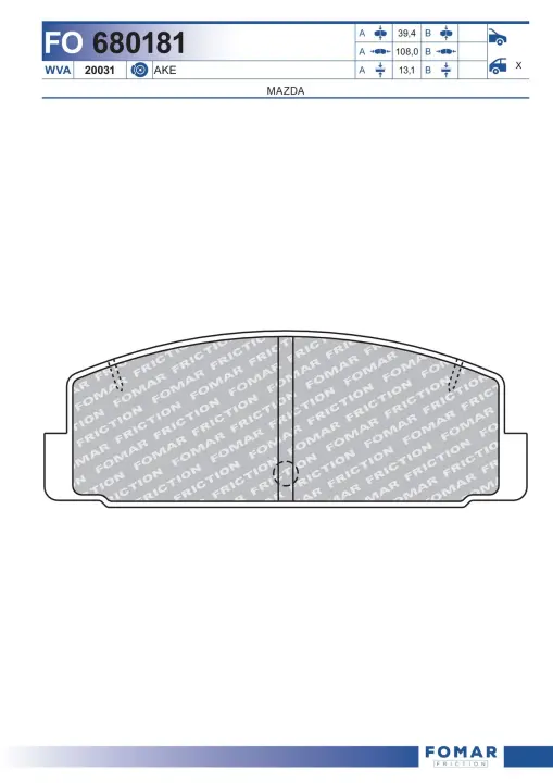 Тормозные колодки FOMAR ROULUNDS FO680181