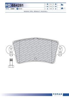 Тормозные колодки fomar roulunds FO 684281 на Опель Мовано