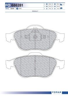 Тормозні (гальмівні) колодки fomar roulunds FO 686281 на Рено Гранд Сценик